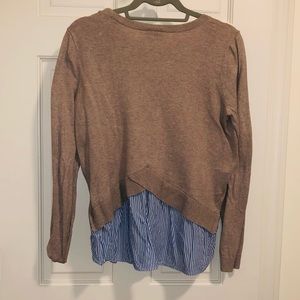 2 in 1 mixed media crew neck sweater with shirt detail from LOFT Outlet